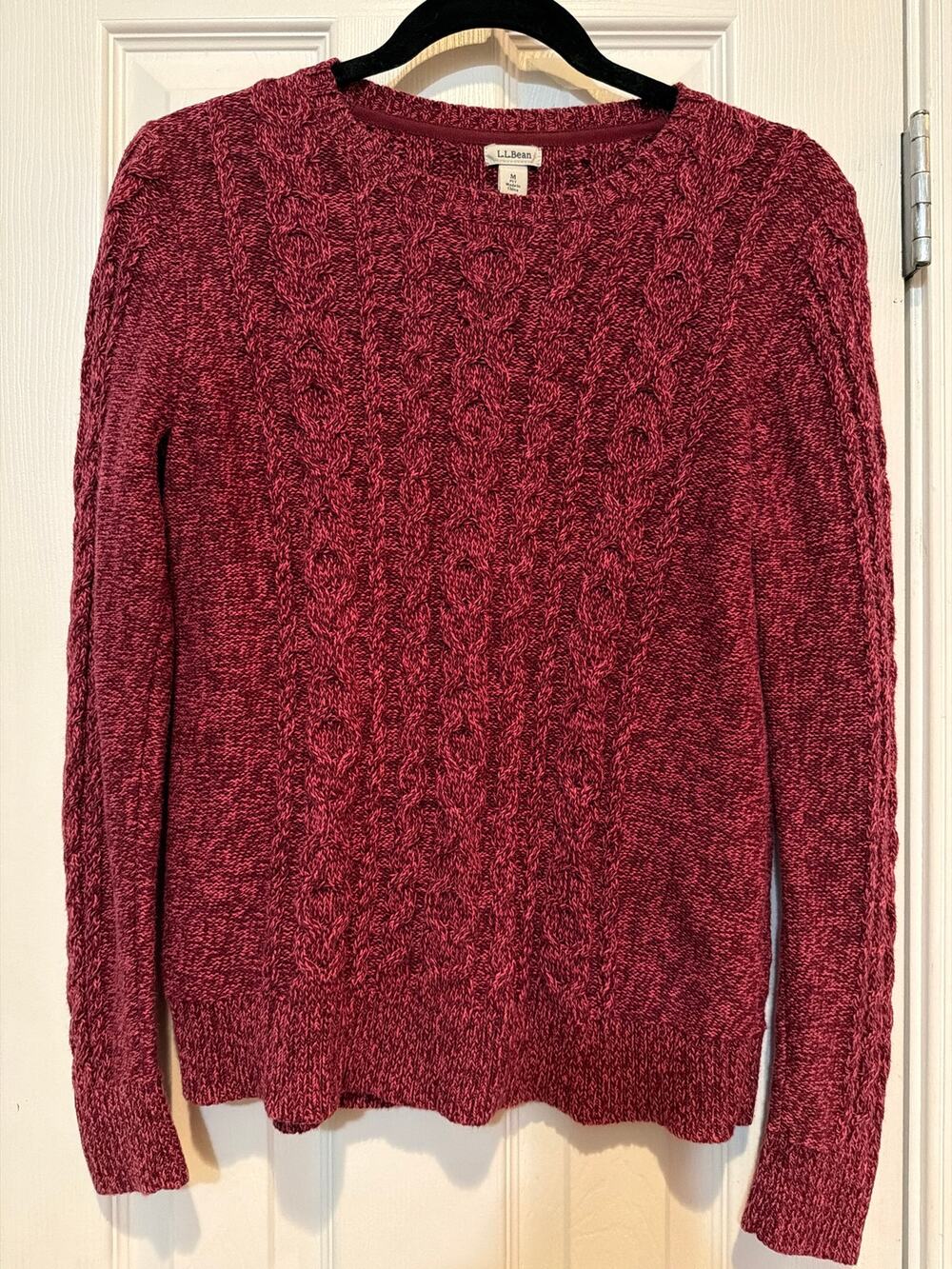 L.L. Beans Women's  Marled Burgundy Cable Knit Sweater